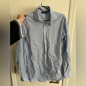 CO Light Blue Microcheck Spread Collar Dress Shirt